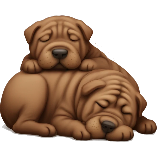 Chocolate Shar Pei sleeping emoji