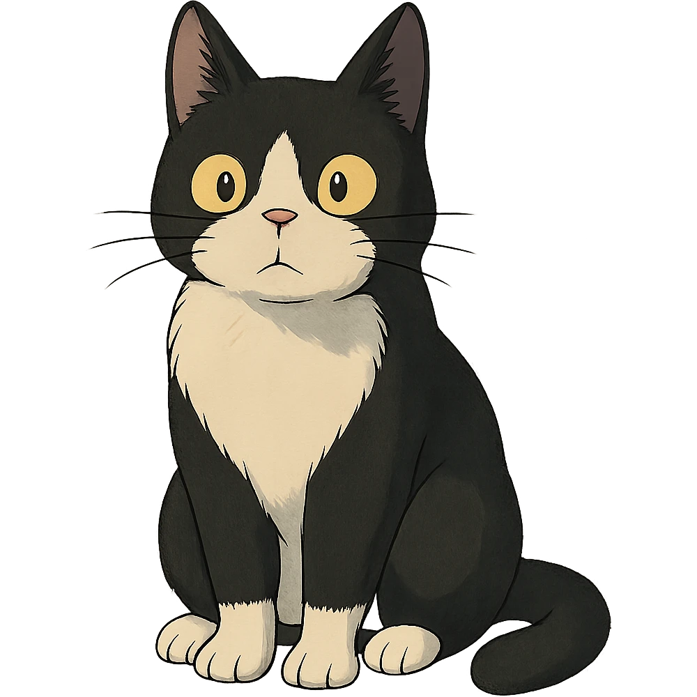 ghibli style tuxedo cat emoji
