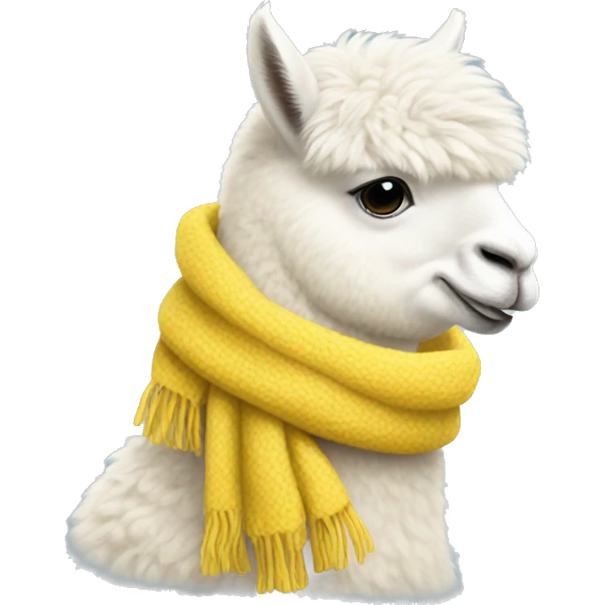White alpaca wearing a yellow scarf emoji