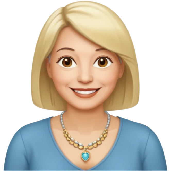 FEMME 60 ANS CHEVEUX CARRé blonds yeux marrons sourrir emoji