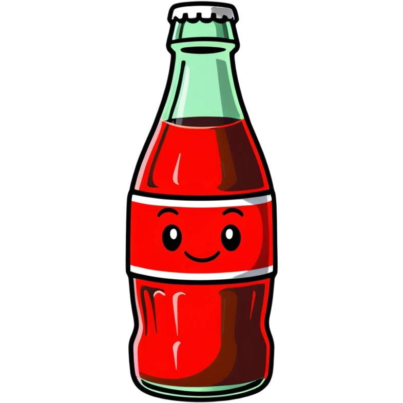 cute Coca Cola bottle character with a smiling face emoji