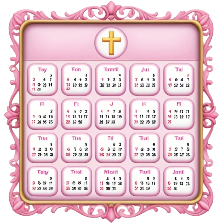 make a catholic calendar with very girly pink tones emoji