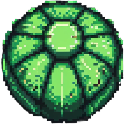 Green digital bomb, round bomb body with green highlights and details, no timer, nature-inspired design, pixel art style emoji