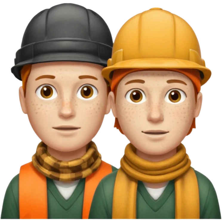 two headed person with one head wearing a loggers hat and the other a football scarf emoji