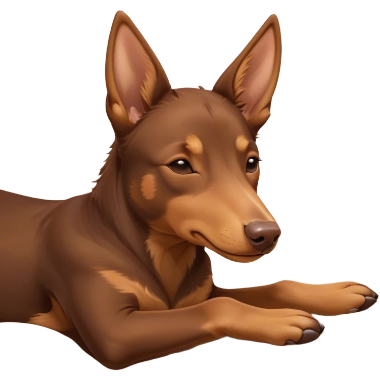 Meme-Worthy Cute Sleeping Brown and Tan Kelpie Portrait Emoji, Head resting peacefully with a contented smile, showcasing a delightfully agile build and a luxuriously soft brown and tan Fur, eyes shut in a serene nap, Simplified yet hilariously adorable features, highly detailed, glowing with a soft, drowsy light, high shine, relaxed and utterly lovable, stylized with an air of playful laziness, bright and heartwarming, soft glowing outline, capturing the essence of a comically sleepy herder, so meme-worthy it feels like it could instantly become the next viral sensation of adorable slumber! emoji