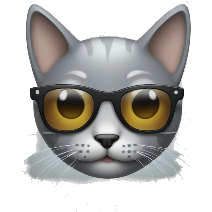 Grey kitty with sunglasses emoji