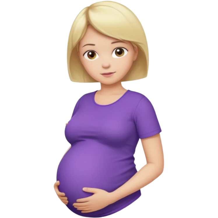pregnant female with short hair, purple shirt, abdomen-head-neck, blond emoji