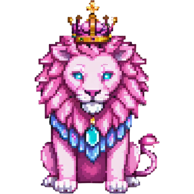 Pink lion with magical aura and crown emoji