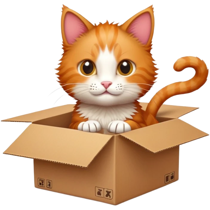 A little cat poked its paws out of the cardboard box and placed them on top of it emoji