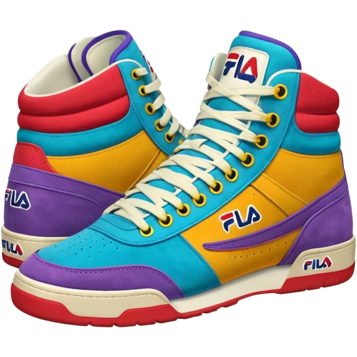 realistic retro colorful suede high top fila, sneakers emoji