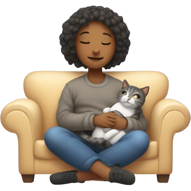 Cuddled up with my cat on couch emoji