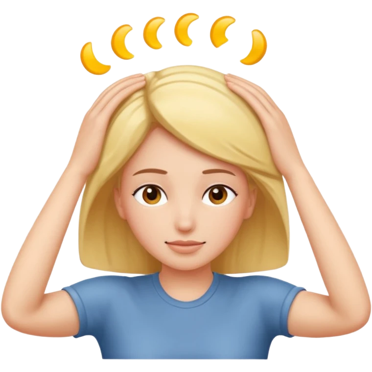 A relax face whit her hands on her head  emoji