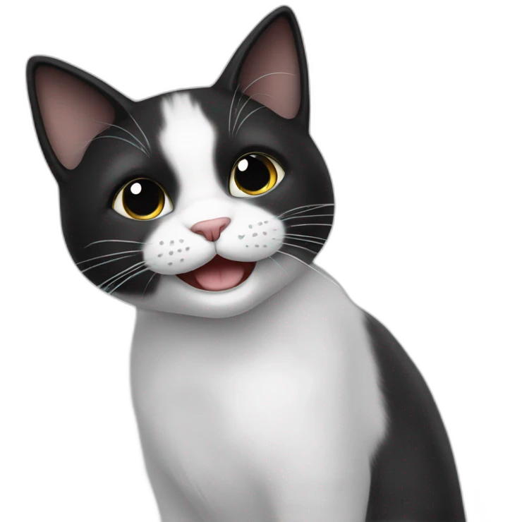 happy white black cat emoji