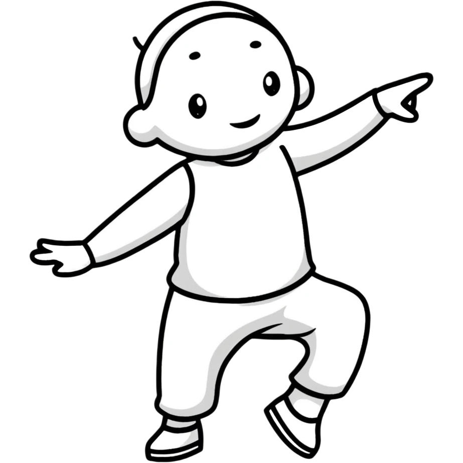 cartoon figure dancing with happy Friday energy emoji
