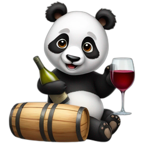 Panda bear with wine emoji