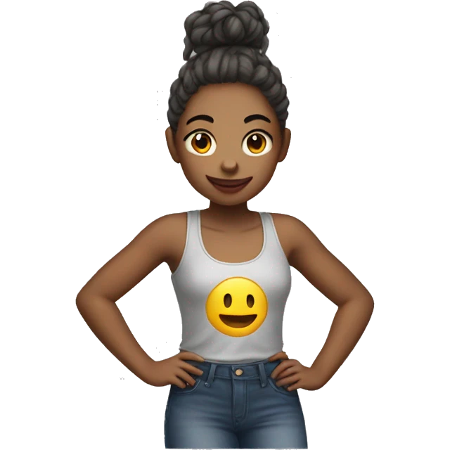 Girl in tank top by car emoji