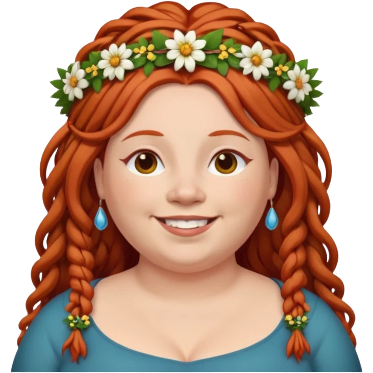 fat redhead woman with dreadlocks and floral tiara emoji