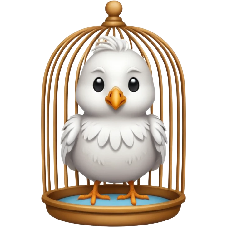 white bird in cage emoji