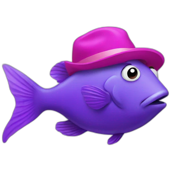 Purple fish with a pink hat  emoji