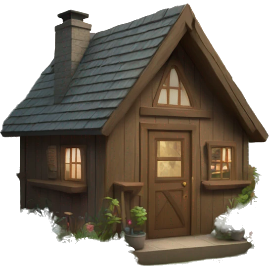 cabin in the woods with garden emoji
