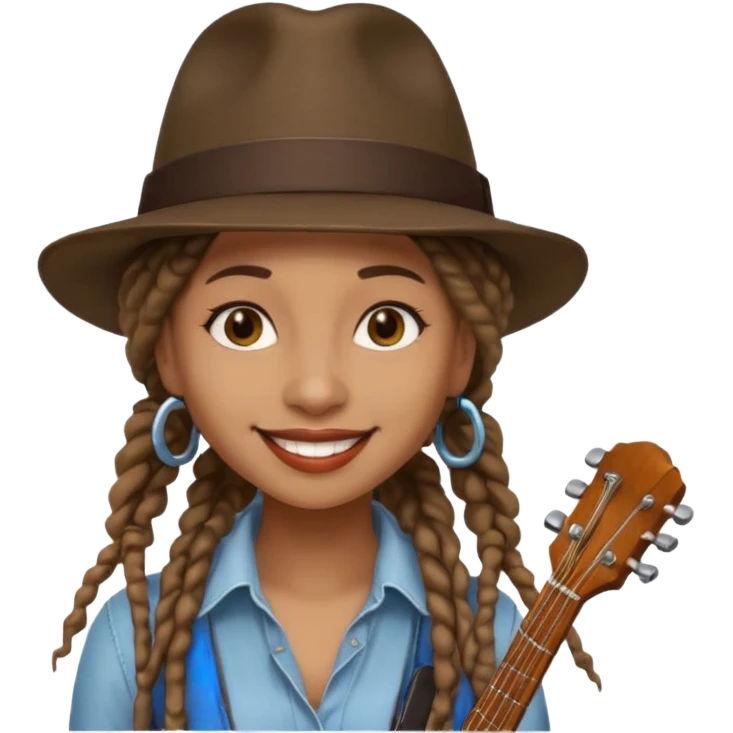 female Musician with dreadlocks and fedora emoji