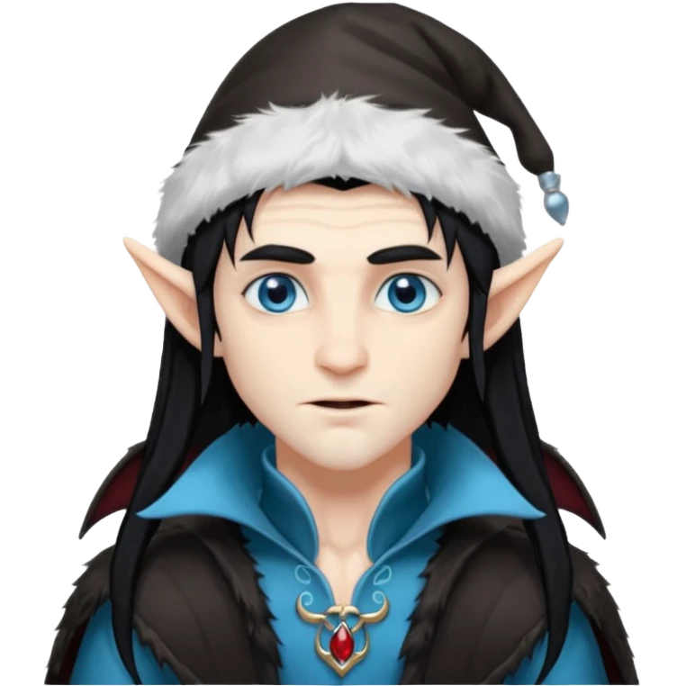 Male long hair vampire elf with furry hat emoji