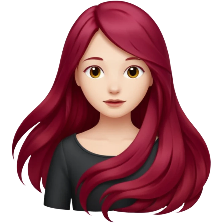 burgundy red long hairs from the back emoji