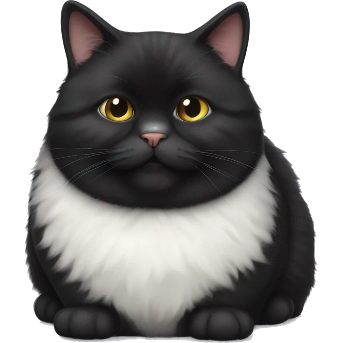 Super obese chunky fluffy black cat  emoji
