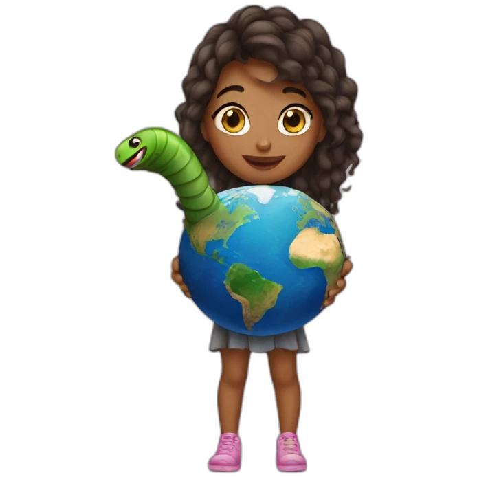 girl in love with earth worm emoji