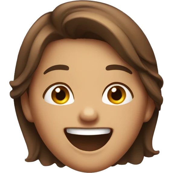 brown haired girl with a cute face laughing emoji