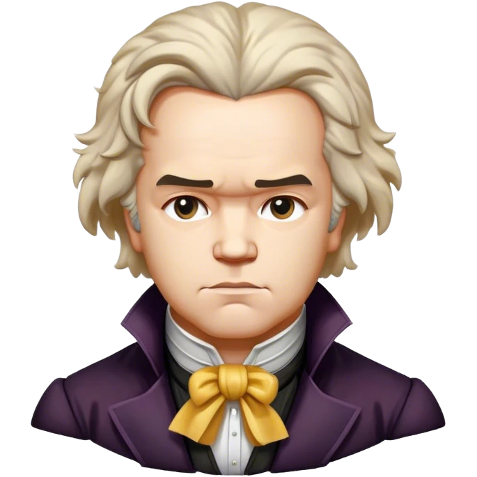 Cinematic Realistic Beethoven Pop Culture Emoji, featuring an evocative portrayal of the legendary composer rendered with delicate textures and emotive lighting. emoji