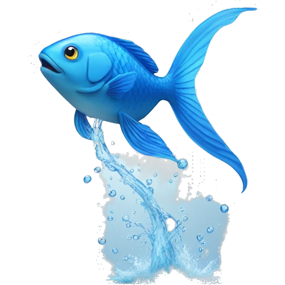 Blue fish jumps out of the water emoji