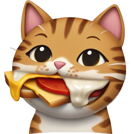 Tabby cat eating burger emoji
