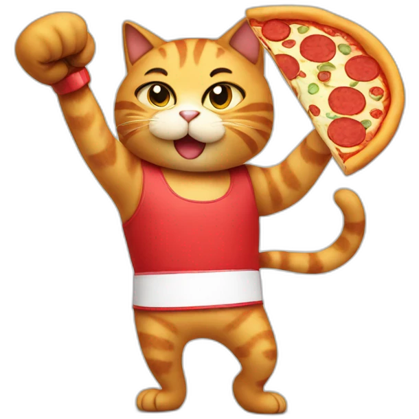 boxing cat with pizza emoji