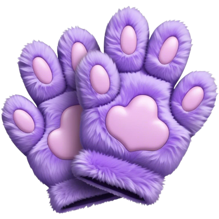 Pastel purple fuzzy cozy furry cat paw gloves  emoji