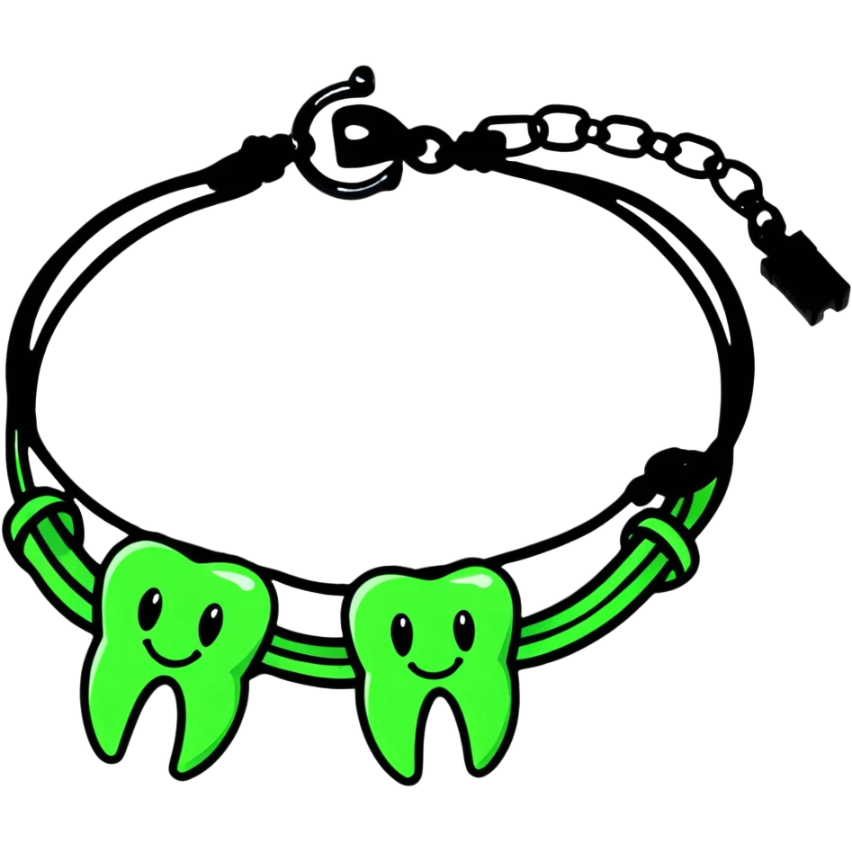 green bracelet with tooth charms emoji