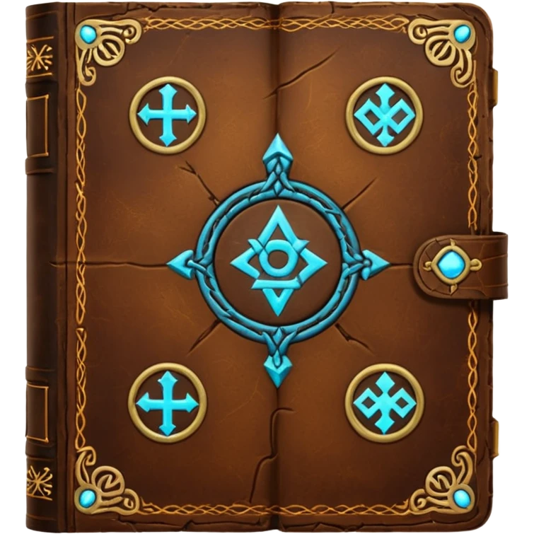 Spell Book – Old leather book glowing with runes emoji