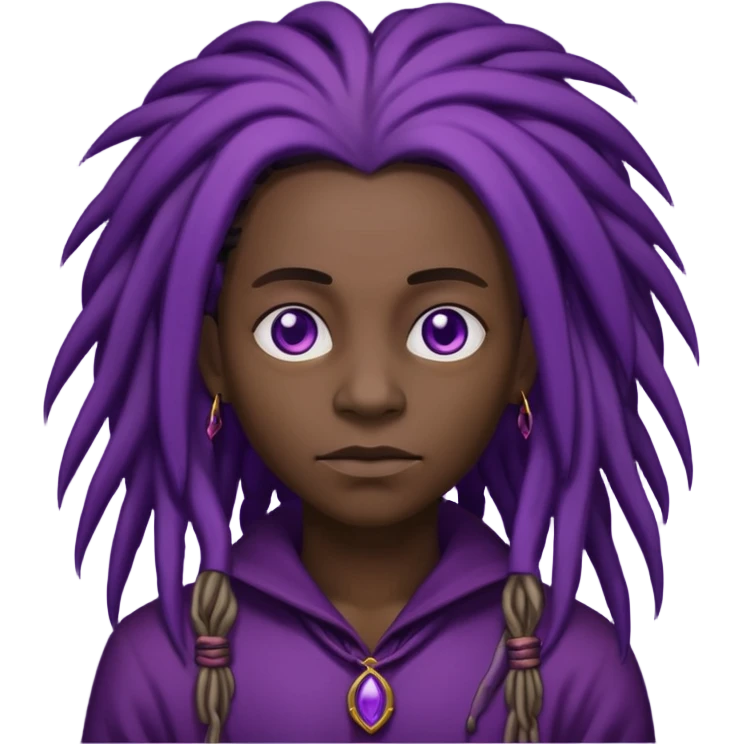 mysterious creature with long dreadlocks and dark purple evil aura emoji