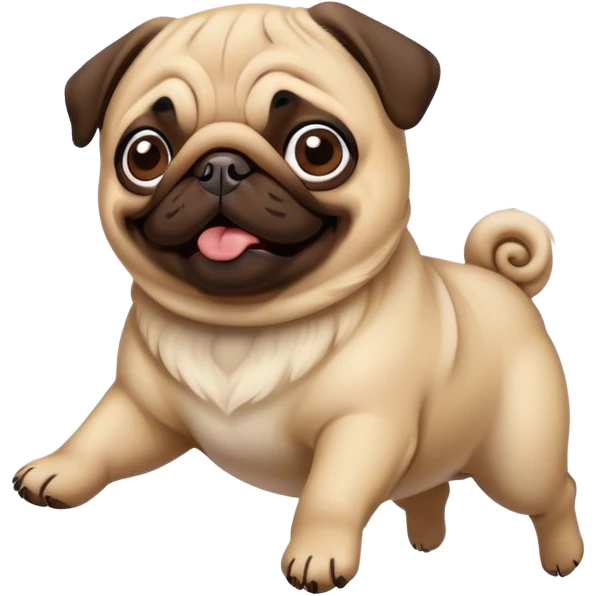 Pug flying in the air caught of wind emoji