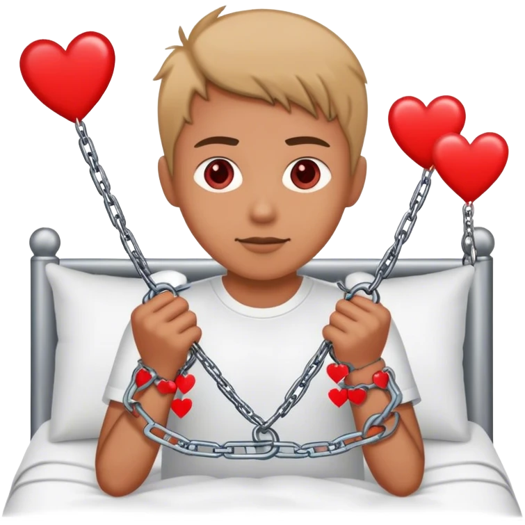 arrest chain with red hearts around on bed emoji