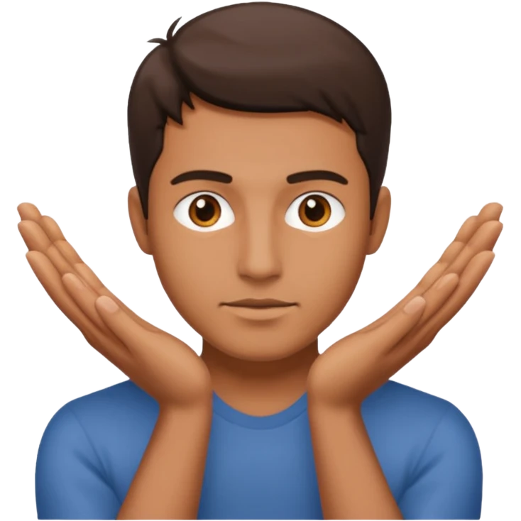 Face men between two hands emoji