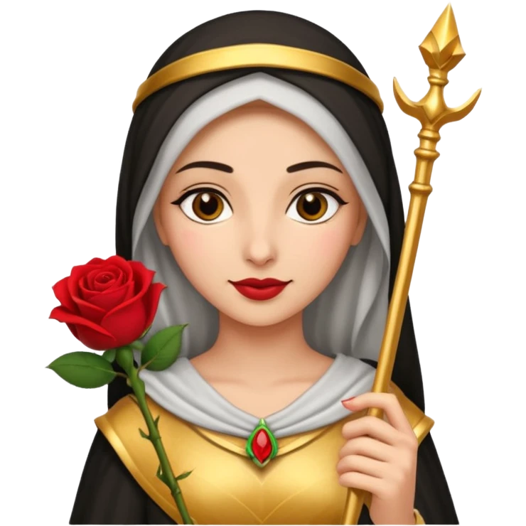 woman, arab, rose, scepter emoji