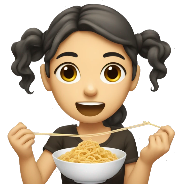 Girl eating noodles emoji