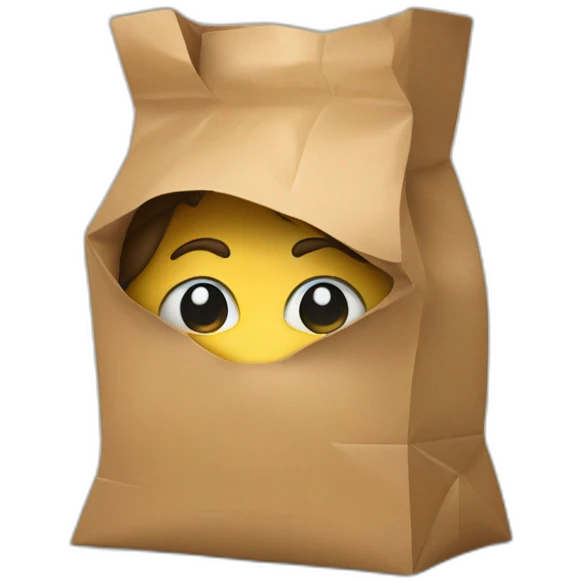 a person hiding their head in a paper bag emoji
