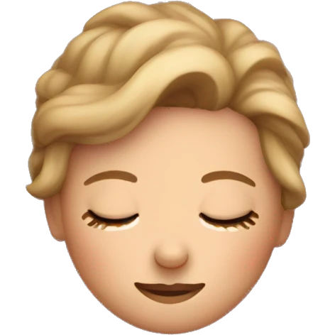 A white girl sleeping cozy in her pink bed emoji