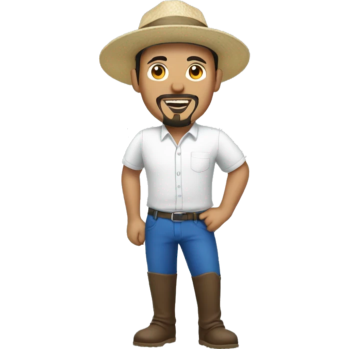 Filipino man with a goatee and a blue hat and white shirt sliding emoji