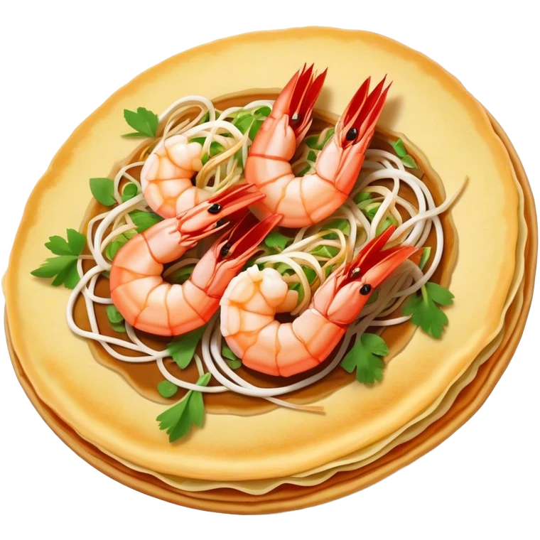 Cinematic Realistic B√°nh x√®o Dish Emoji, depicted as a crispy Vietnamese pancake filled with shrimp, pork, and bean sprouts rendered with dynamic textures and vibrant, appetizing lighting. emoji