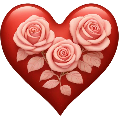 red heart with rose patterns inside emoji