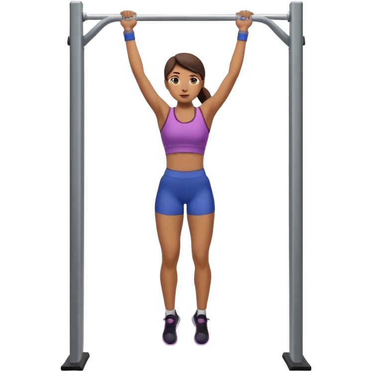 woman doing pull up full body on a stable pull up bar emoji