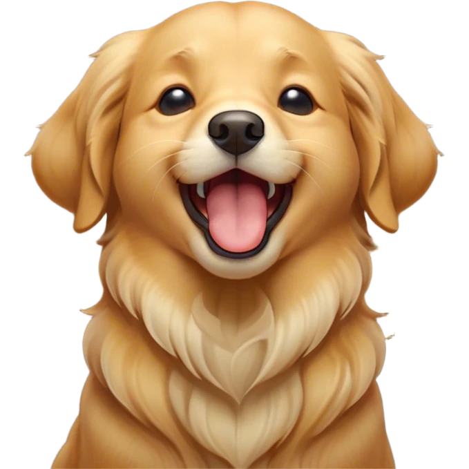 Cinematic Cute Yawning Golden Retriever Portrait Emoji, Head tilted slightly with a dramatic, wide-open yawn, showcasing a silky golden coat with a subtle shimmer, floppy ears slightly drooping, round brown eyes barely open in drowsy contentment, Simplified yet irresistibly adorable features, highly detailed, glowing with a soft, cozy glow, high shine, relaxed yet expressive, stylized with a touch of whimsy, bright and endearing, soft glowing outline, capturing the essence of a sleepy yet affectionate companion, so drowsy it feels like it could stretch out of the screen and curl up for a nap! emoji
